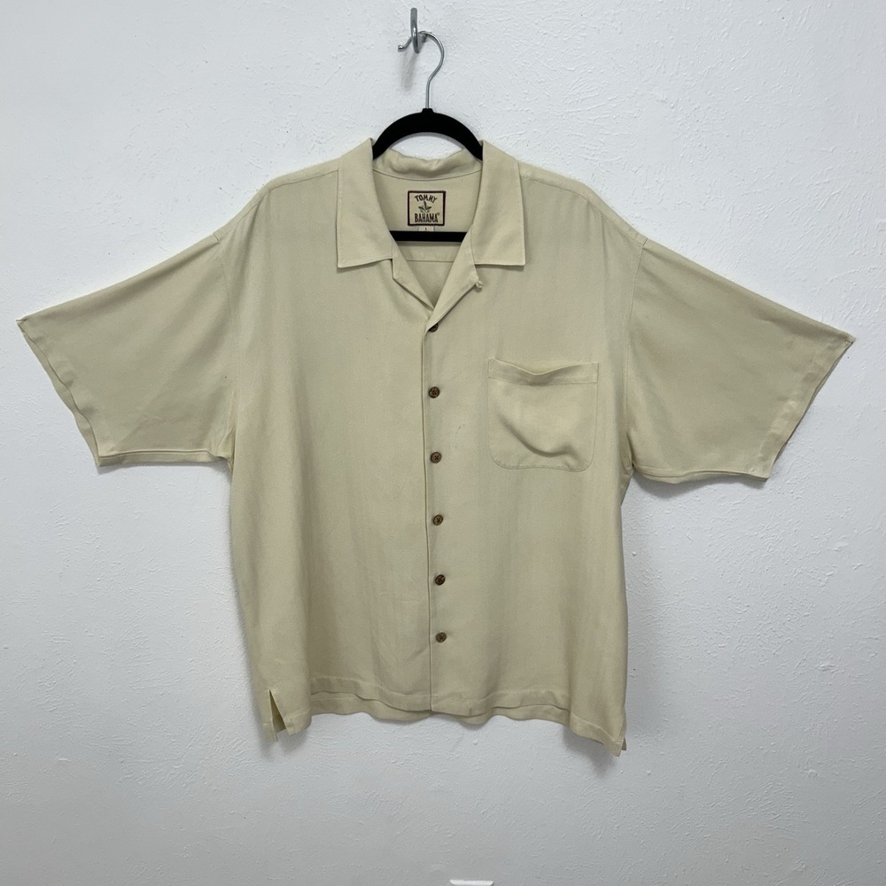 Vintage Tommy Bahama Embroidered 100% Silk Hawaiin Martinis & Bikinis Shirt Sz L - Picture 3 of 12